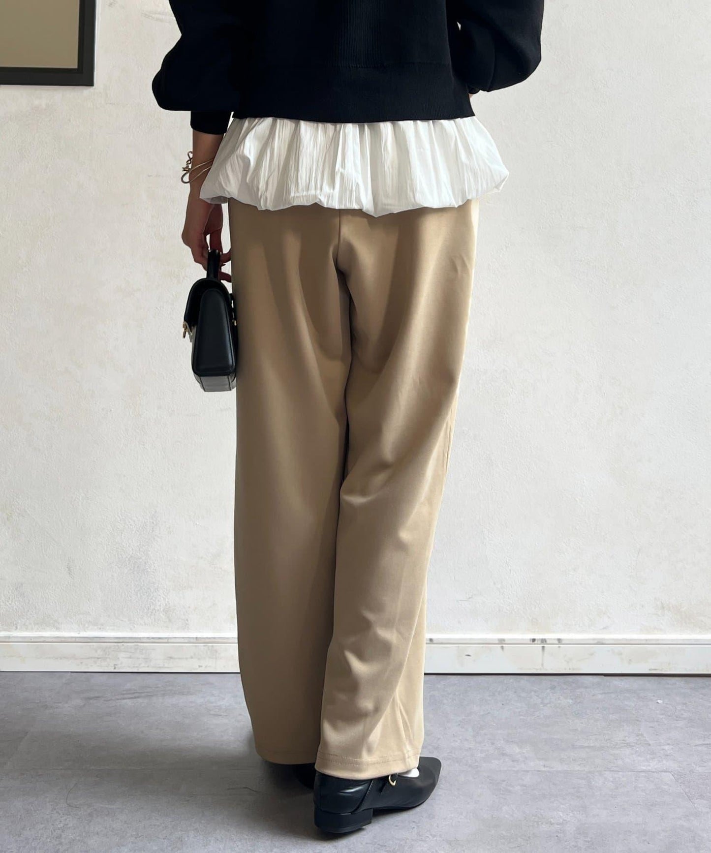 剪裁褶皺錐形褲