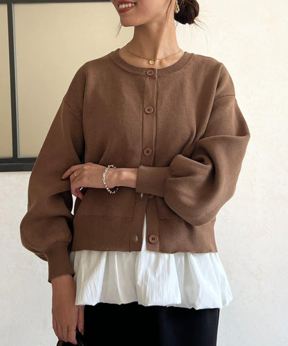 荷葉邊內搭套裝針織開衫