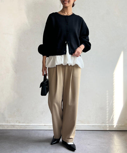 剪裁褶皺錐形褲