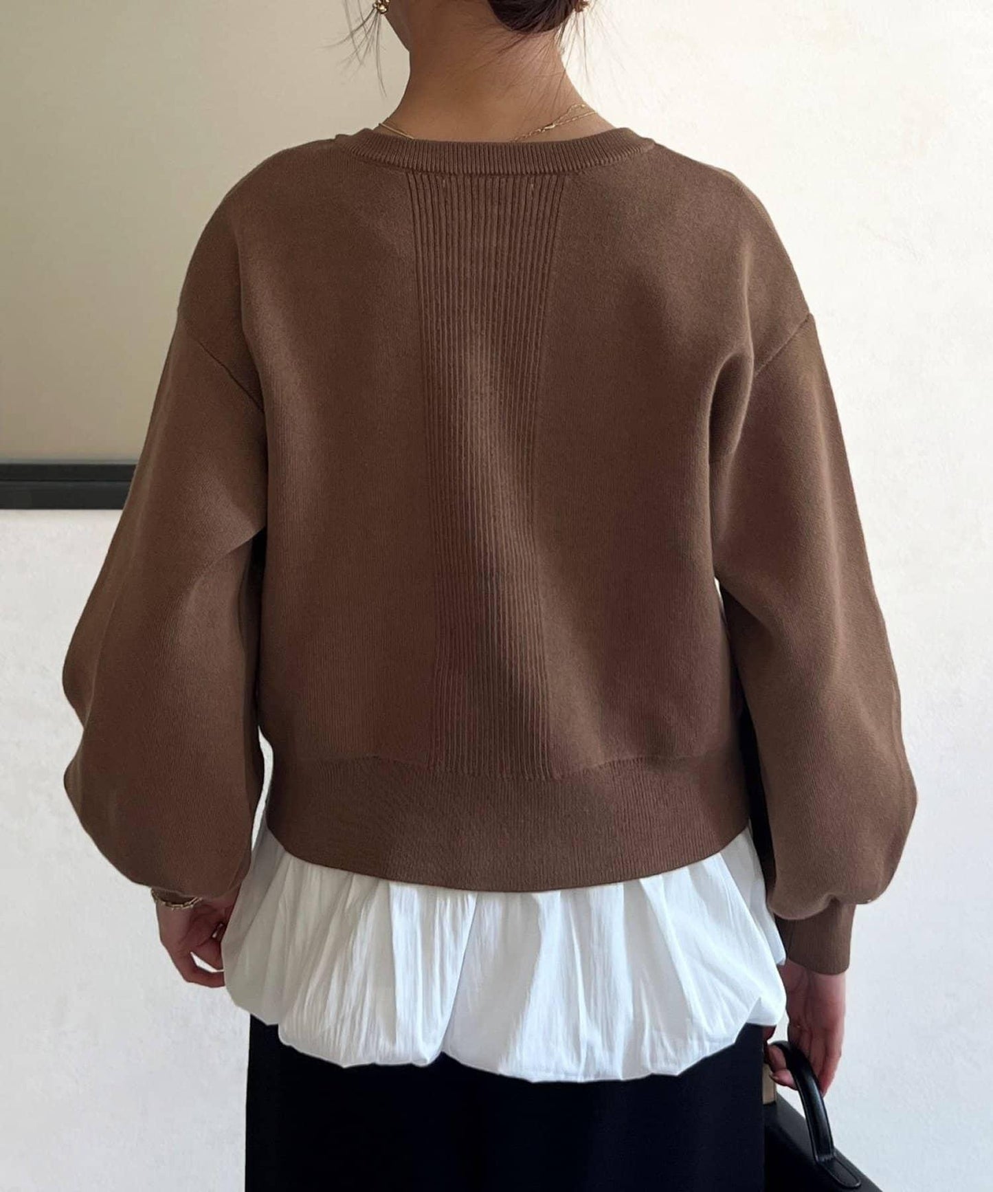 荷葉邊內搭套裝針織開衫