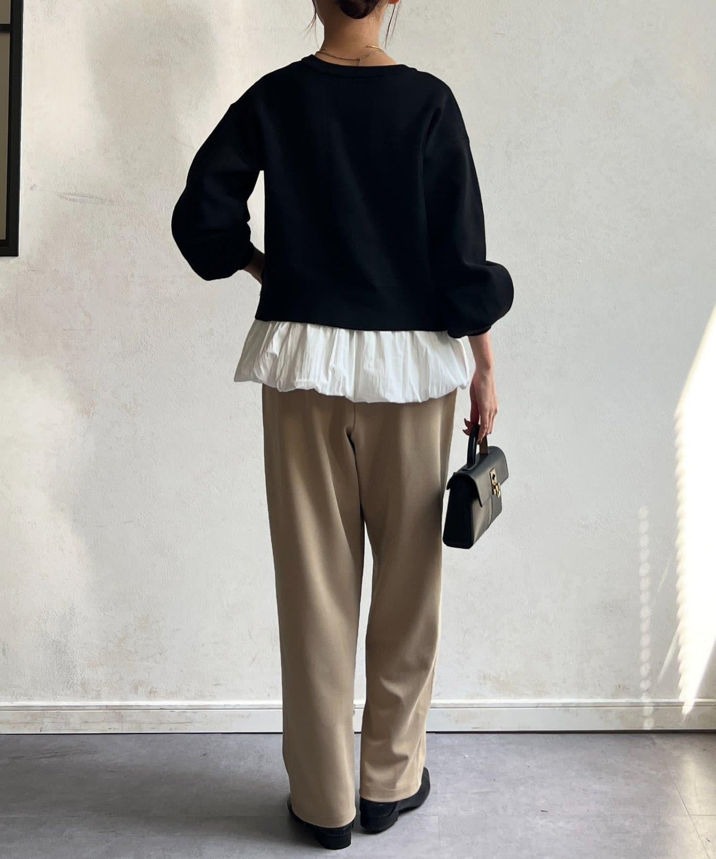 剪裁褶皺錐形褲