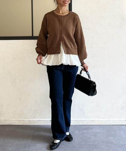 荷葉邊內搭套裝針織開衫