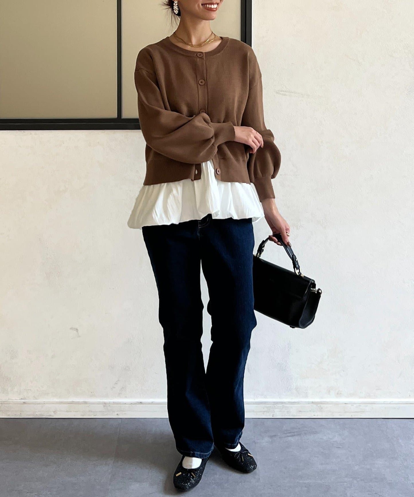 荷葉邊內搭套裝針織開衫