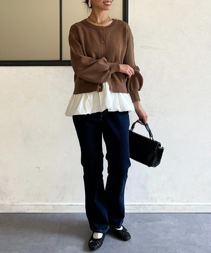 荷葉邊內搭套裝針織開衫