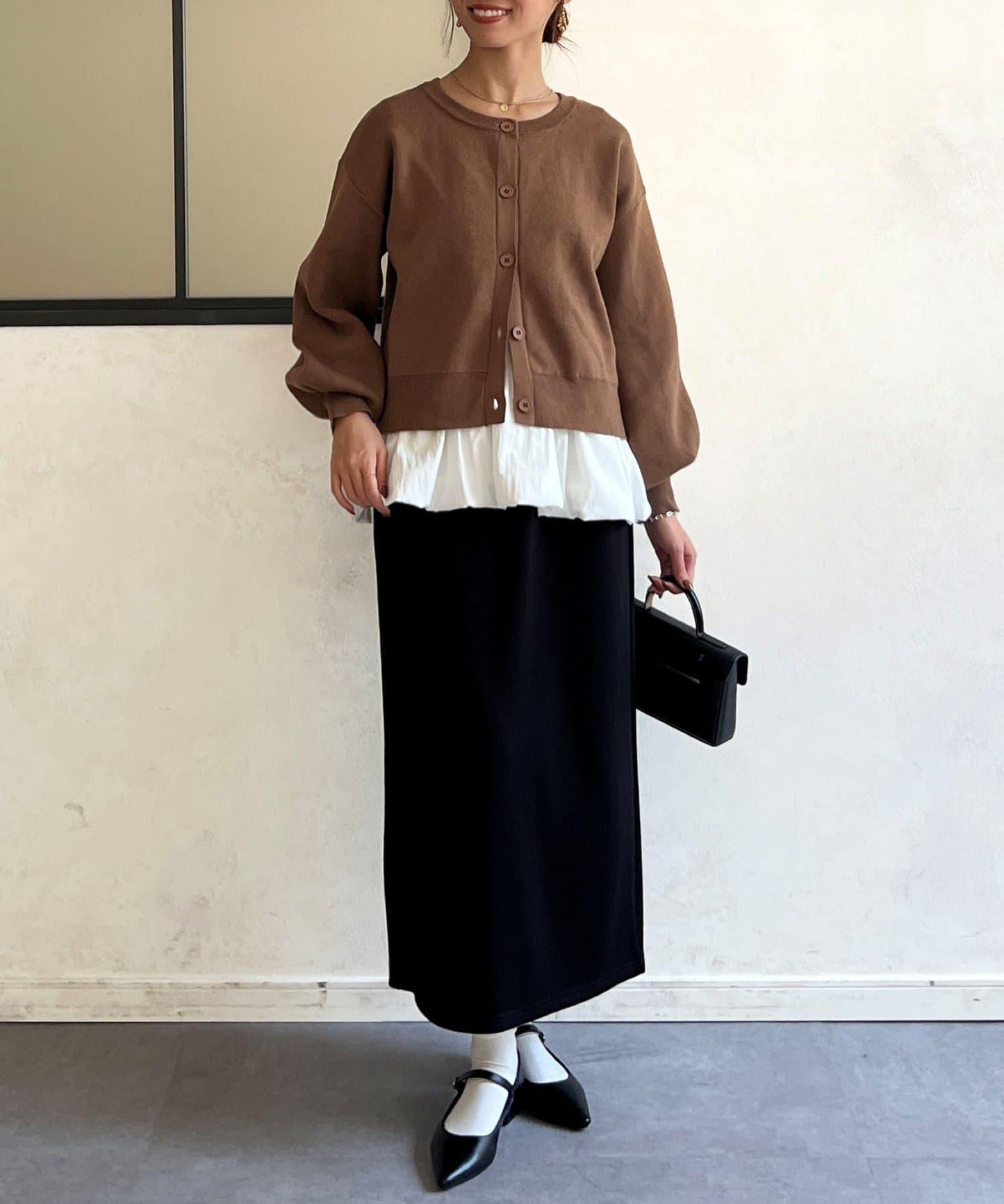 荷葉邊內搭套裝針織開衫