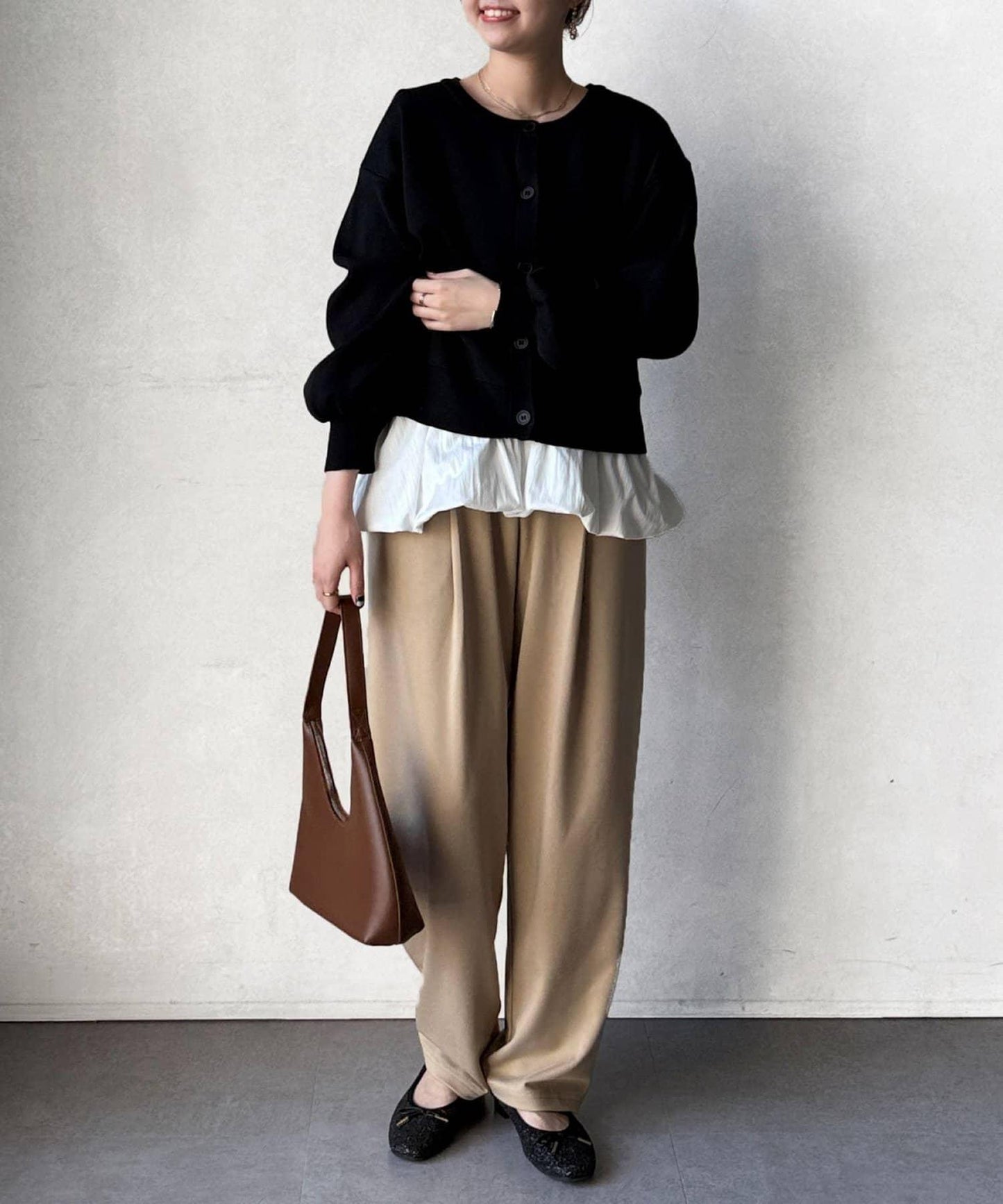 剪裁褶皺錐形褲