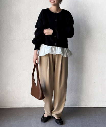 剪裁褶皺錐形褲