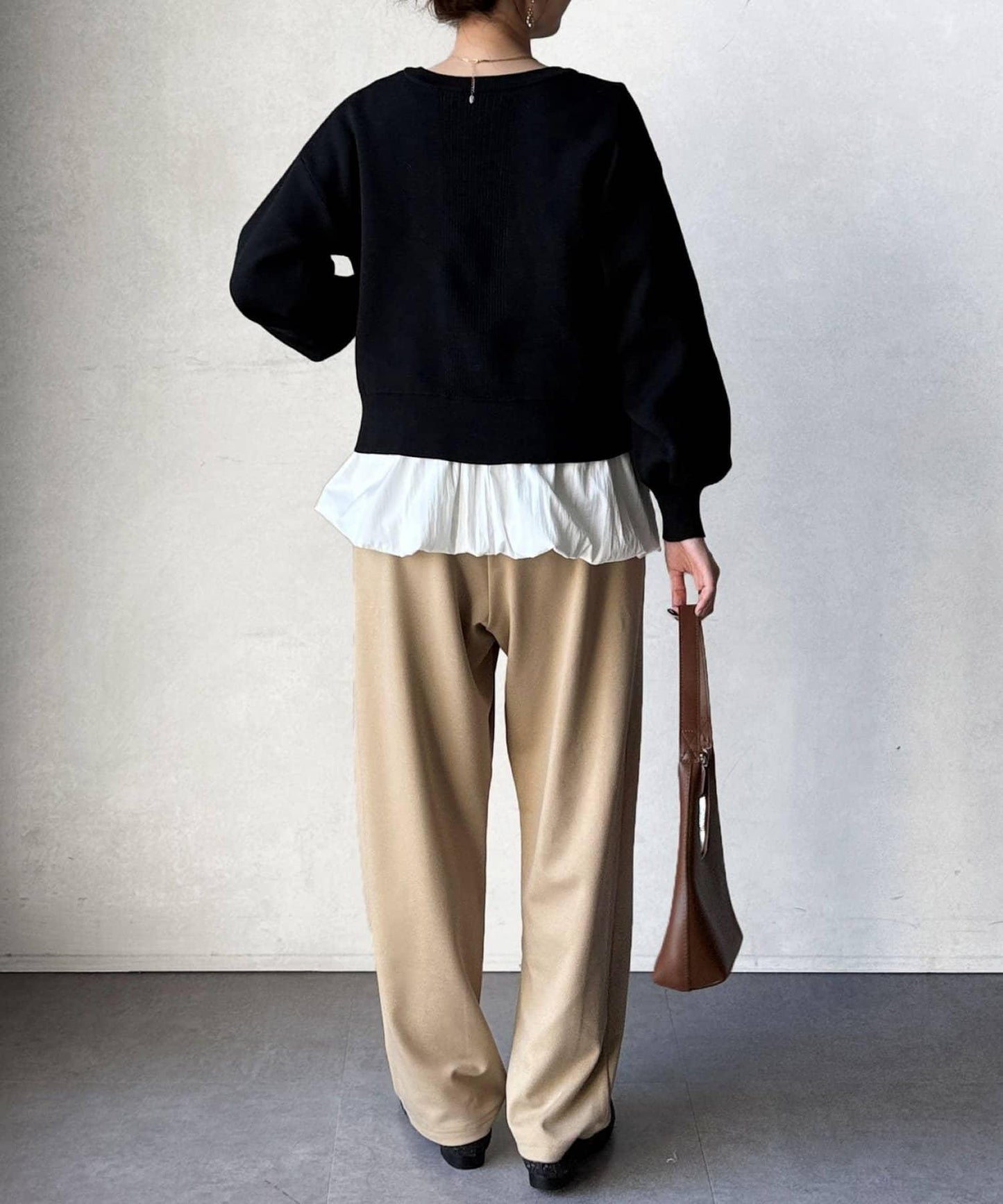 剪裁褶皺錐形褲