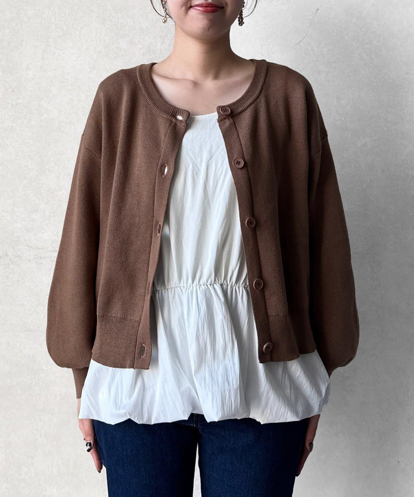 荷葉邊內搭套裝針織開衫