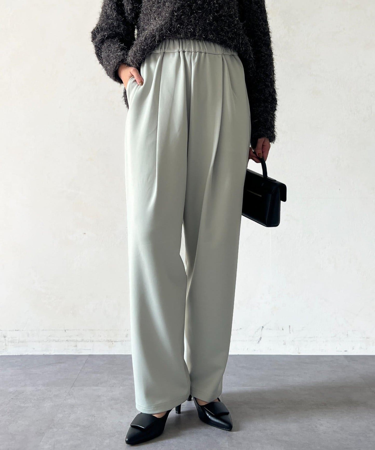 剪裁褶皺錐形褲