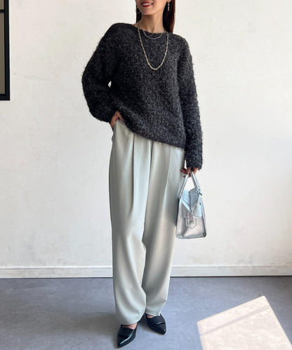 剪裁褶皺錐形褲