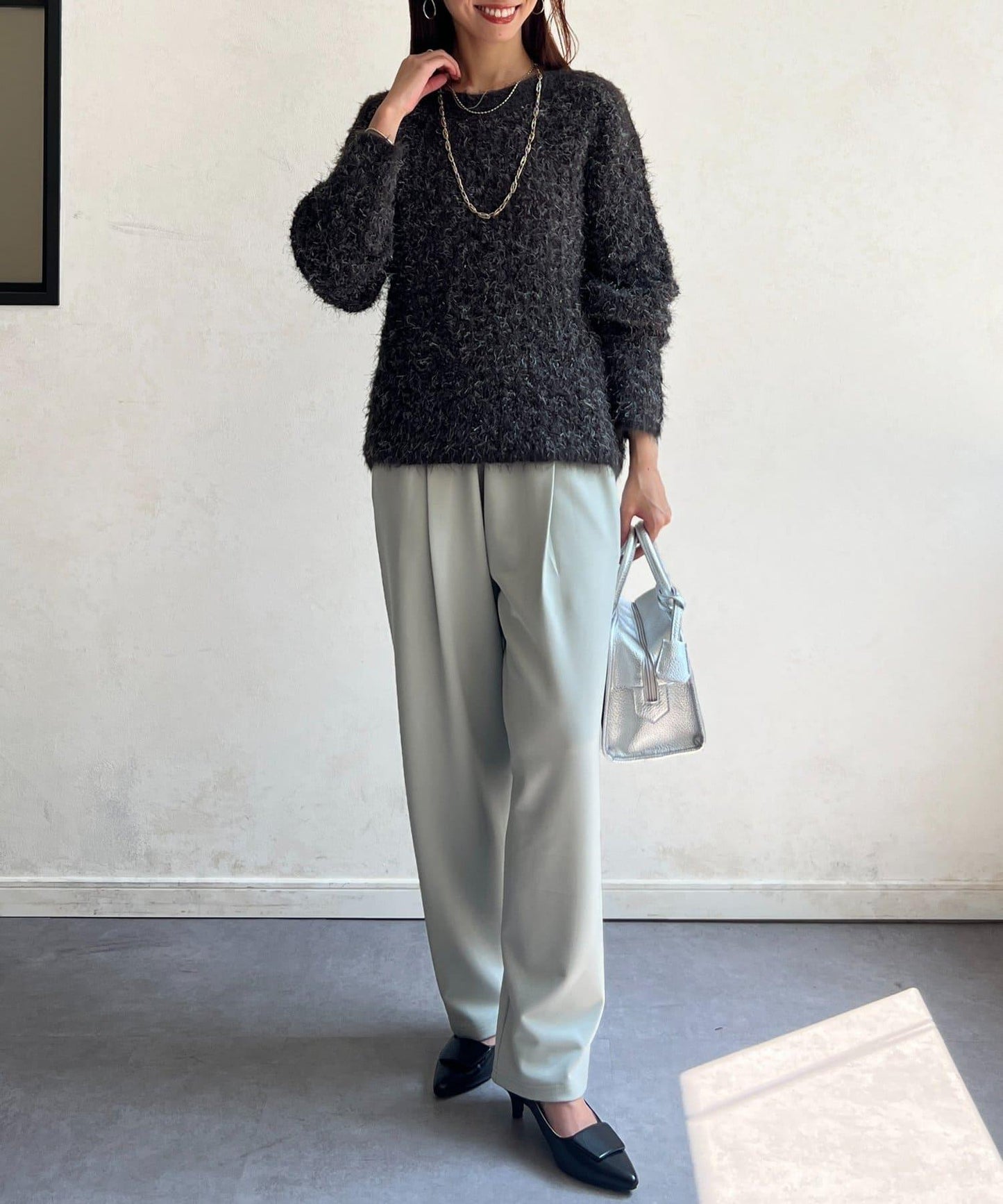 剪裁褶皺錐形褲