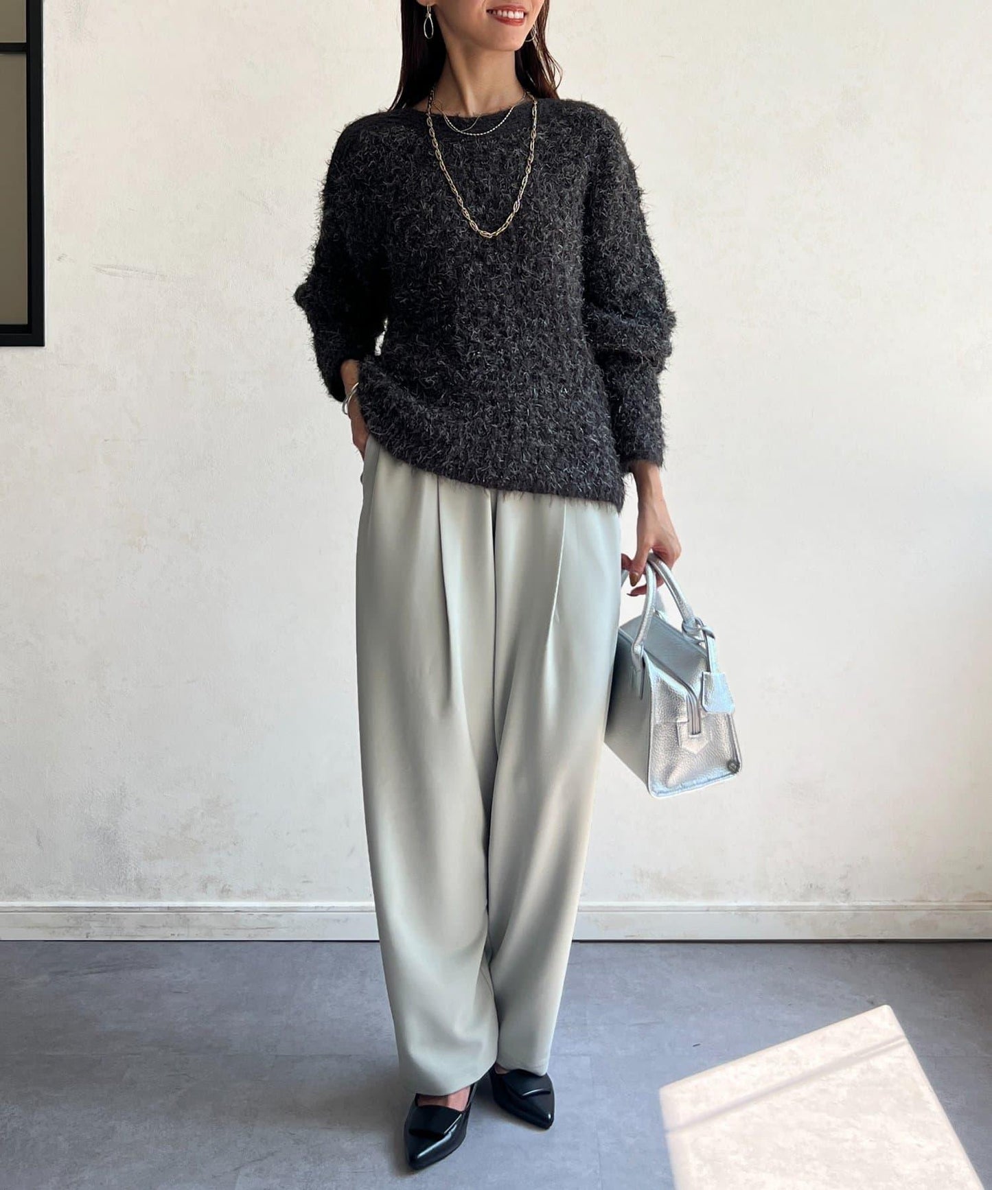 剪裁褶皺錐形褲