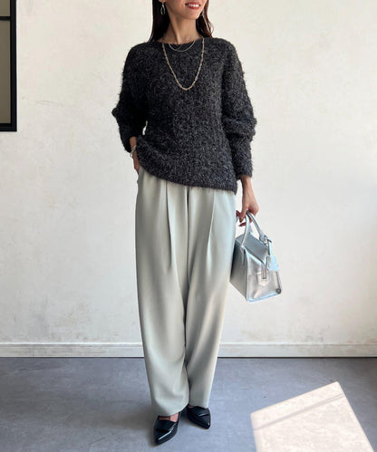 剪裁褶皺錐形褲