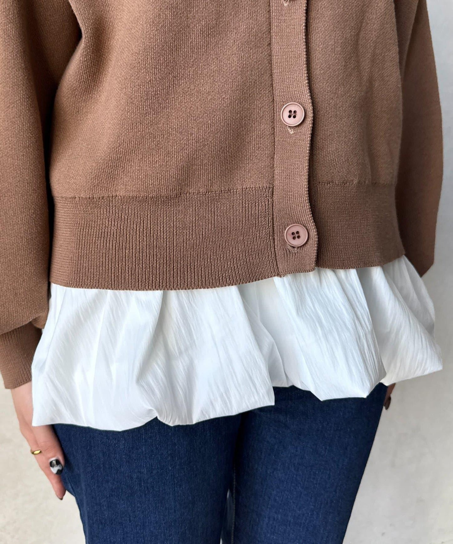 荷葉邊內搭套裝針織開衫