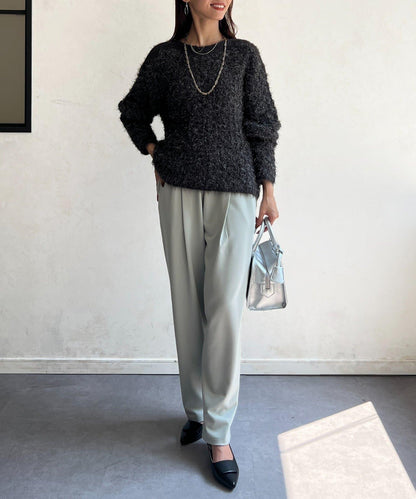 剪裁褶皺錐形褲