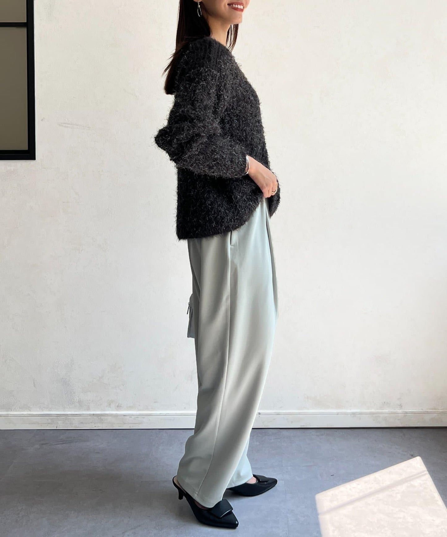 剪裁褶皺錐形褲