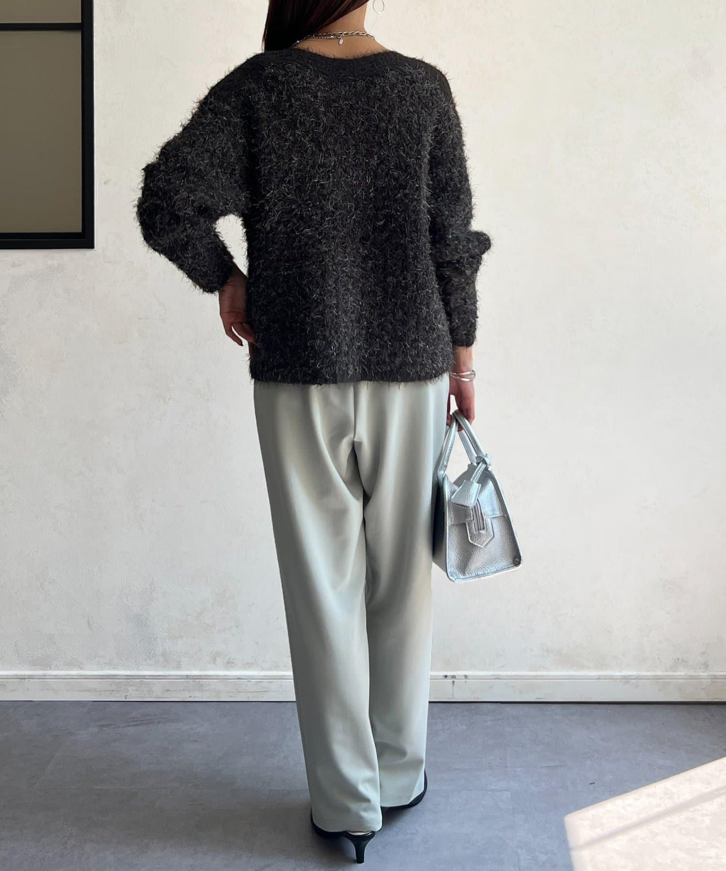 剪裁褶皺錐形褲