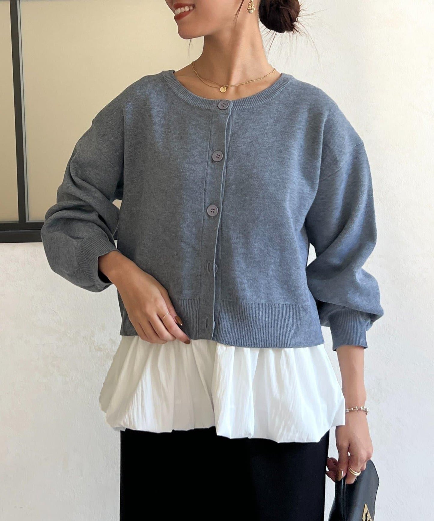 荷葉邊內搭套裝針織開衫