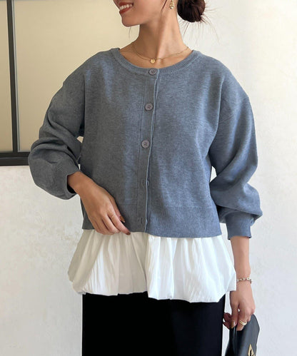 荷葉邊內搭套裝針織開衫