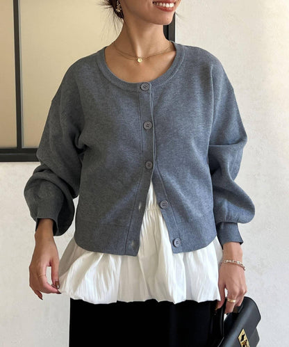 荷葉邊內搭套裝針織開衫