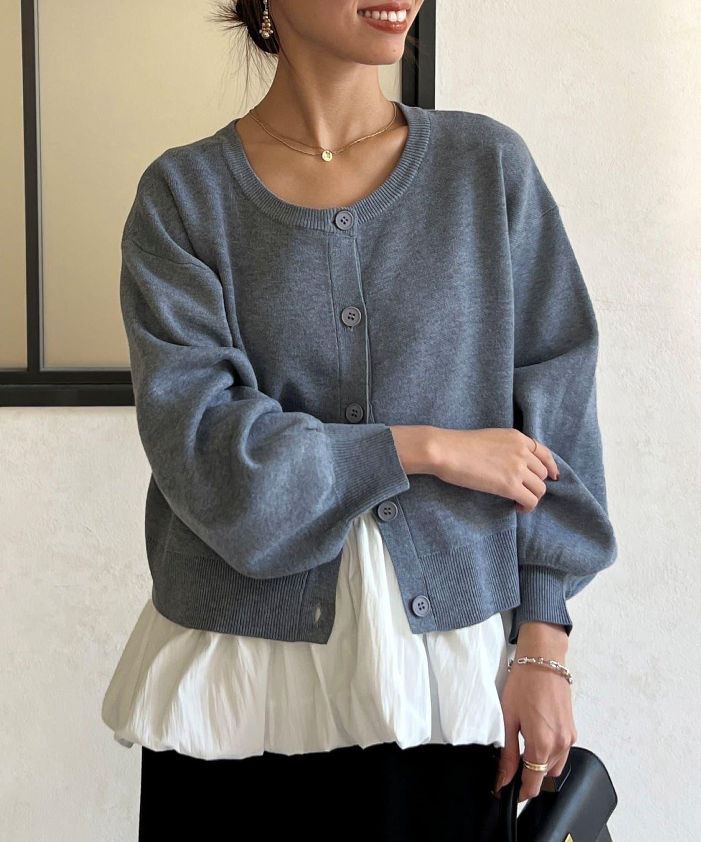 荷葉邊內搭套裝針織開衫