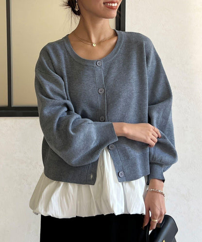 荷葉邊內搭套裝針織開衫