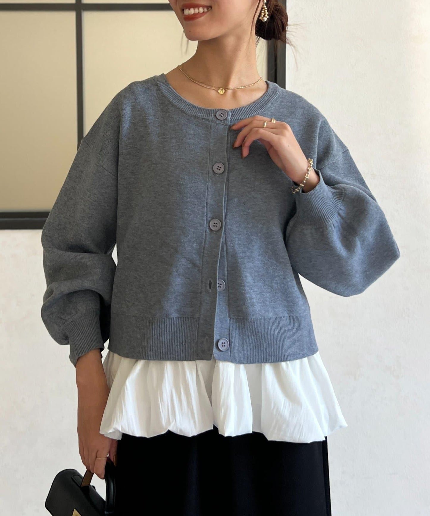 荷葉邊內搭套裝針織開衫