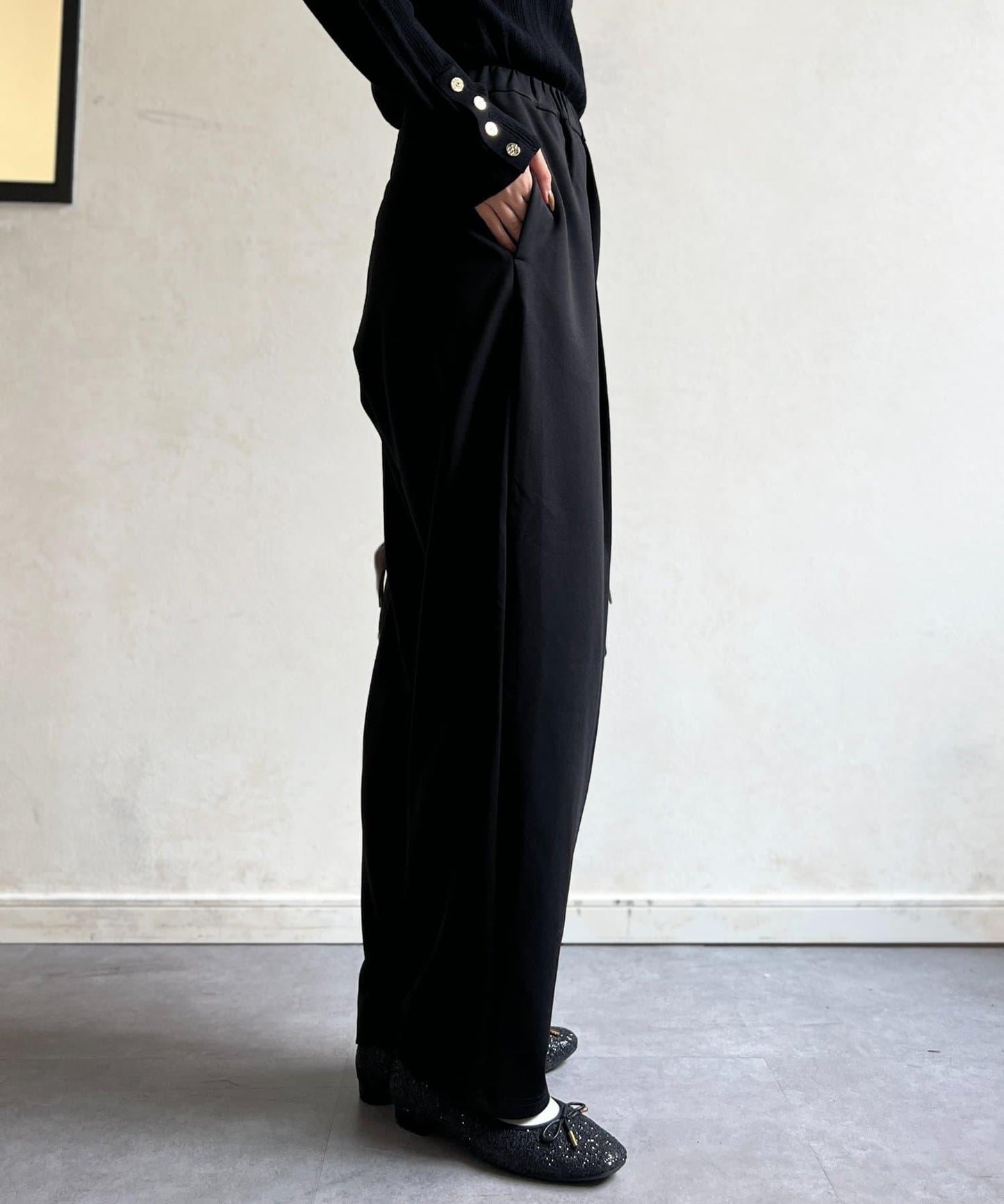 剪裁褶皺錐形褲