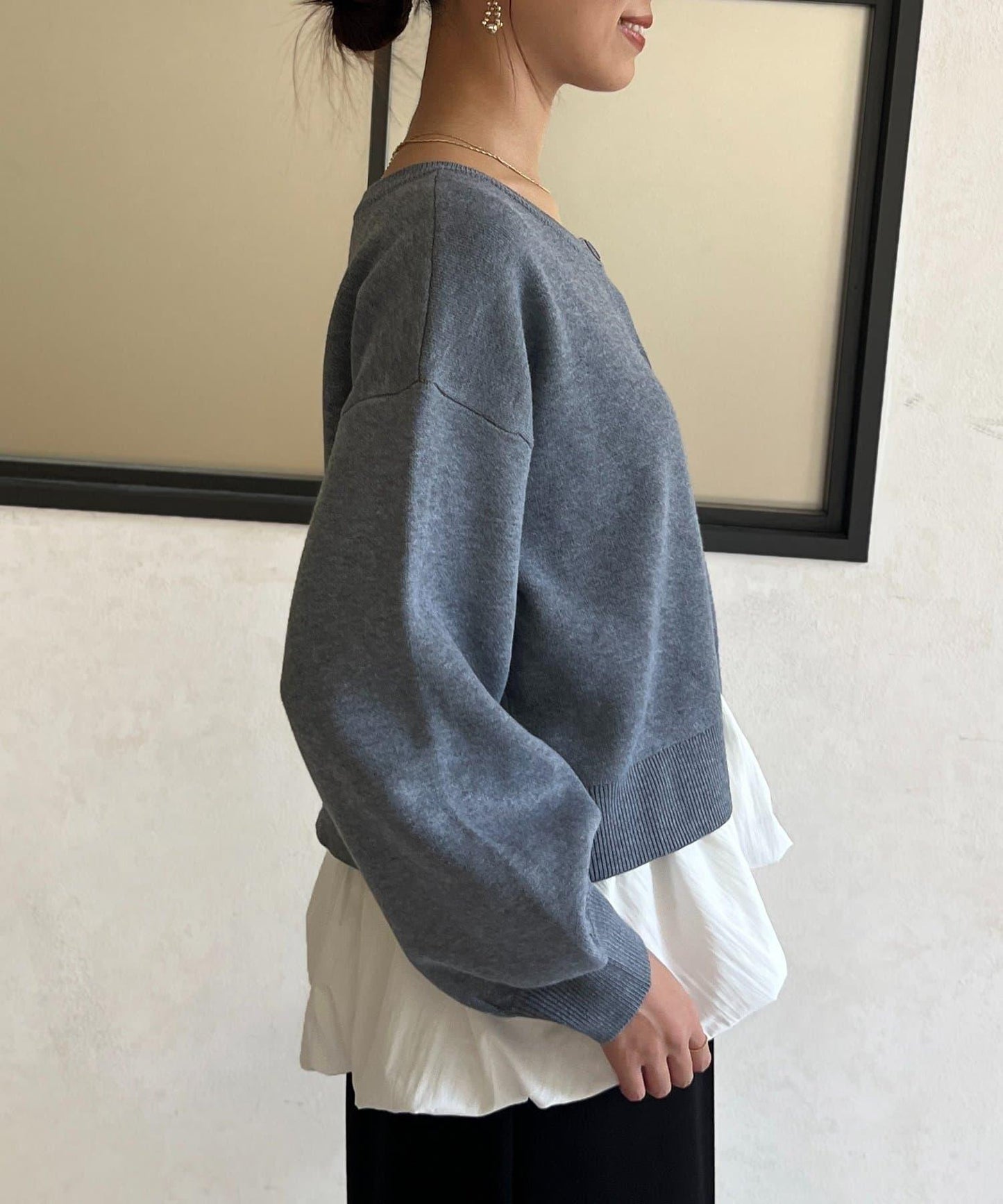 荷葉邊內搭套裝針織開衫