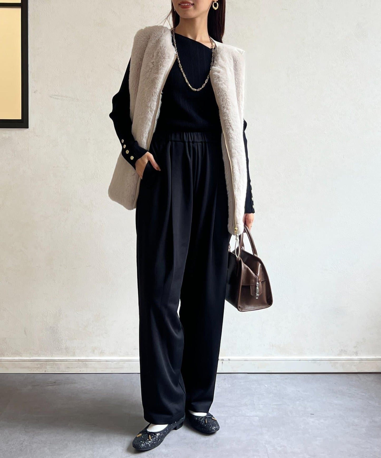 剪裁褶皺錐形褲