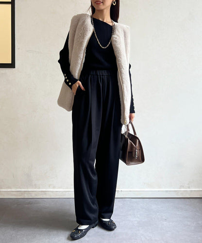 剪裁褶皺錐形褲