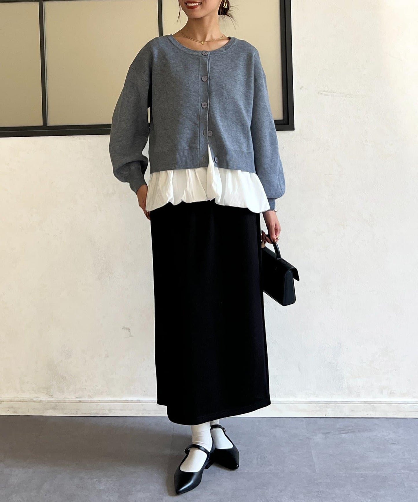 荷葉邊內搭套裝針織開衫