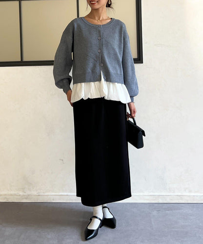 荷葉邊內搭套裝針織開衫