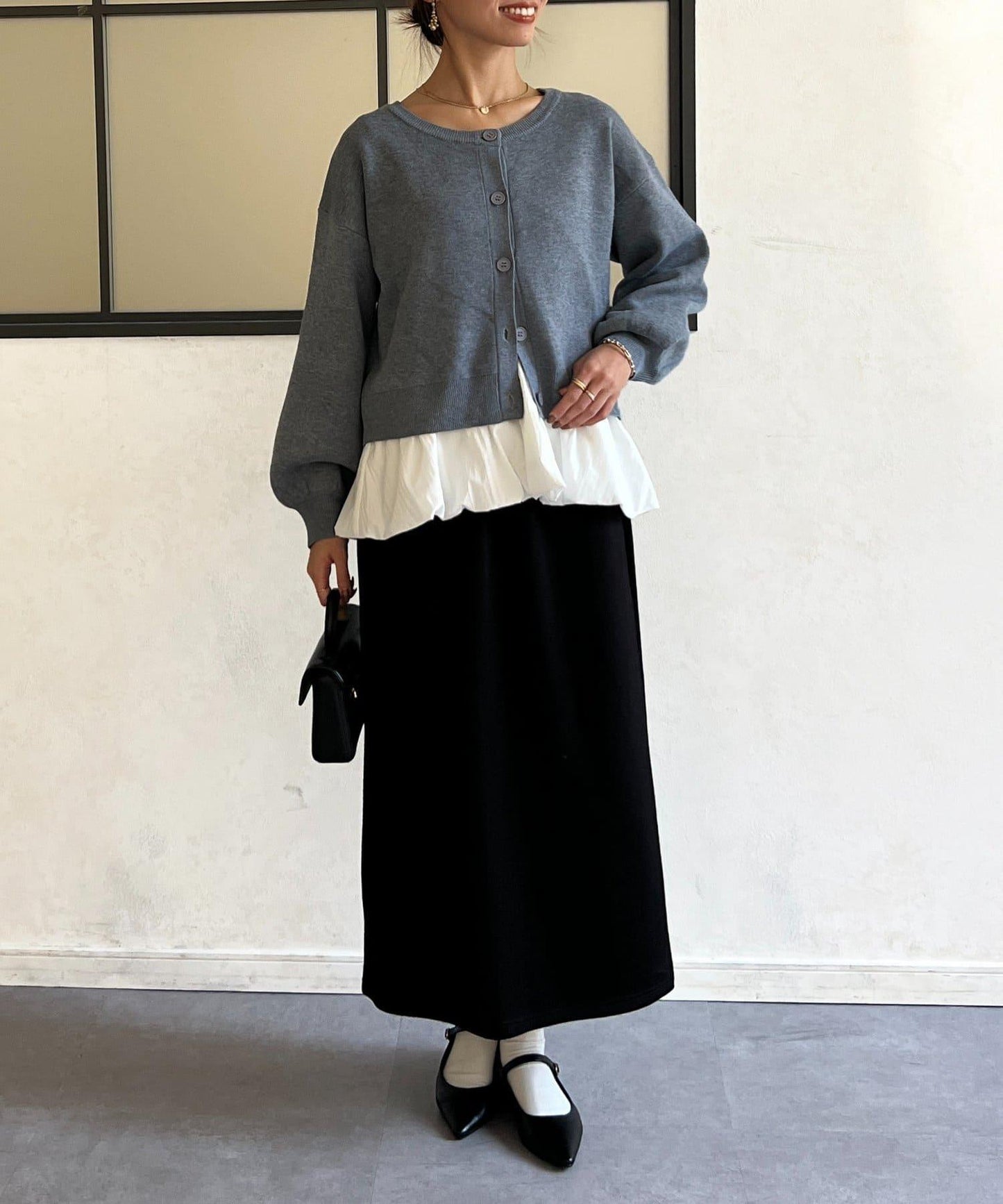 荷葉邊內搭套裝針織開衫