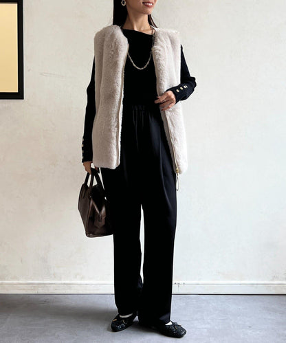 剪裁褶皺錐形褲