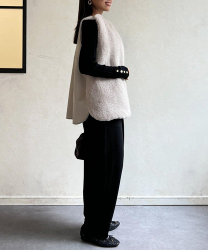 剪裁褶皺錐形褲