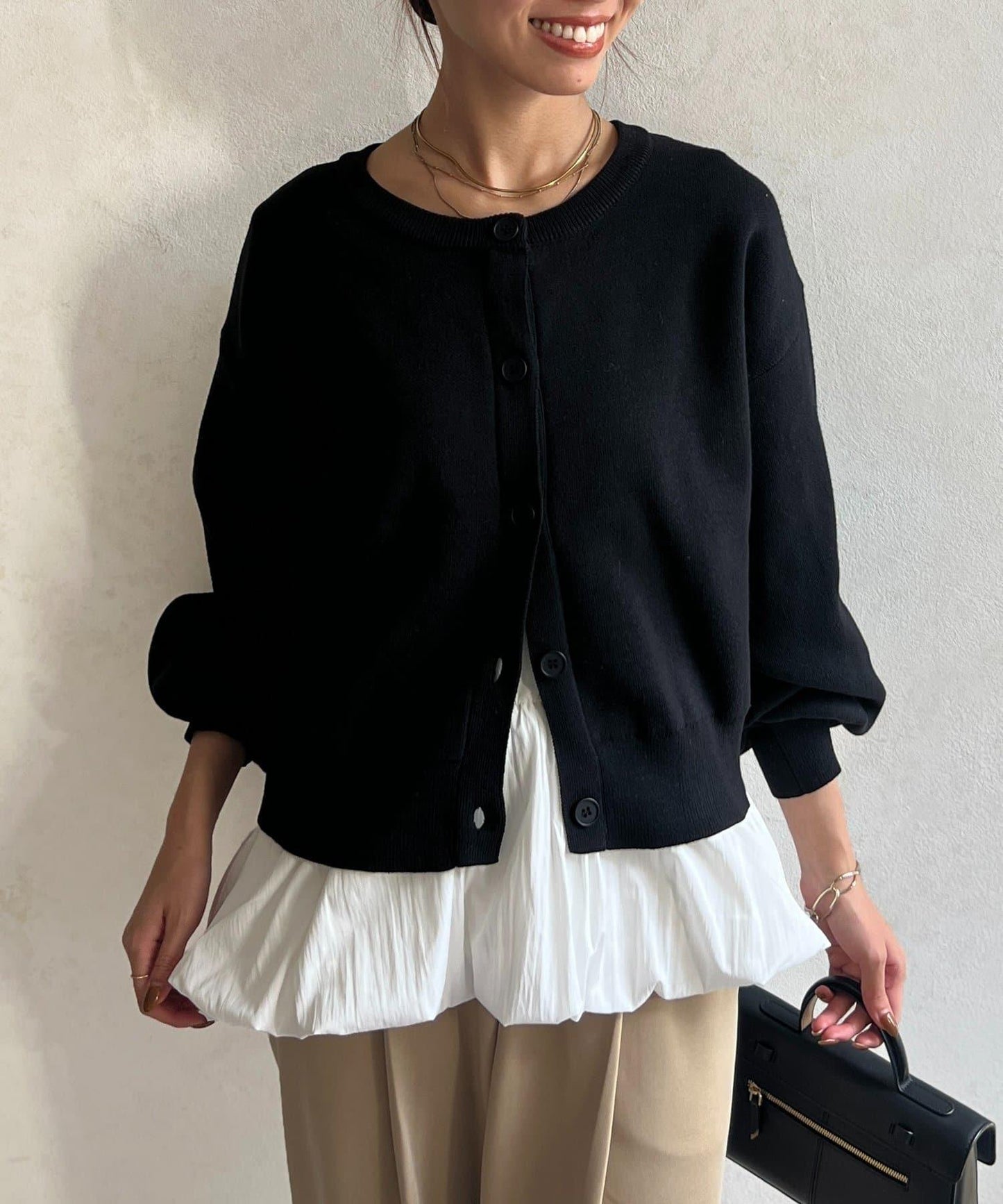 荷葉邊內搭套裝針織開衫