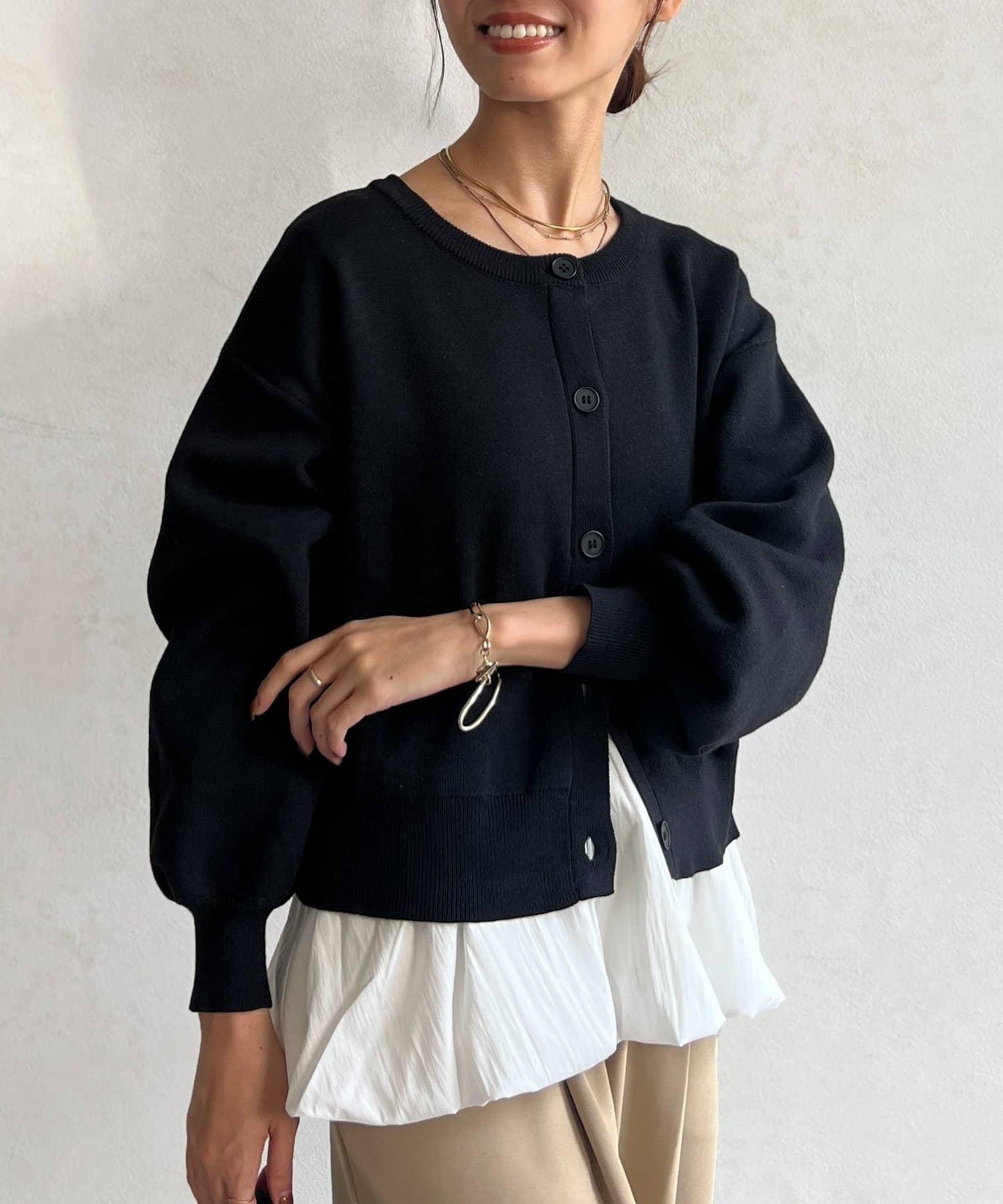 荷葉邊內搭套裝針織開衫