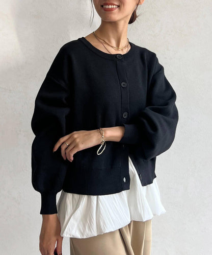 荷葉邊內搭套裝針織開衫