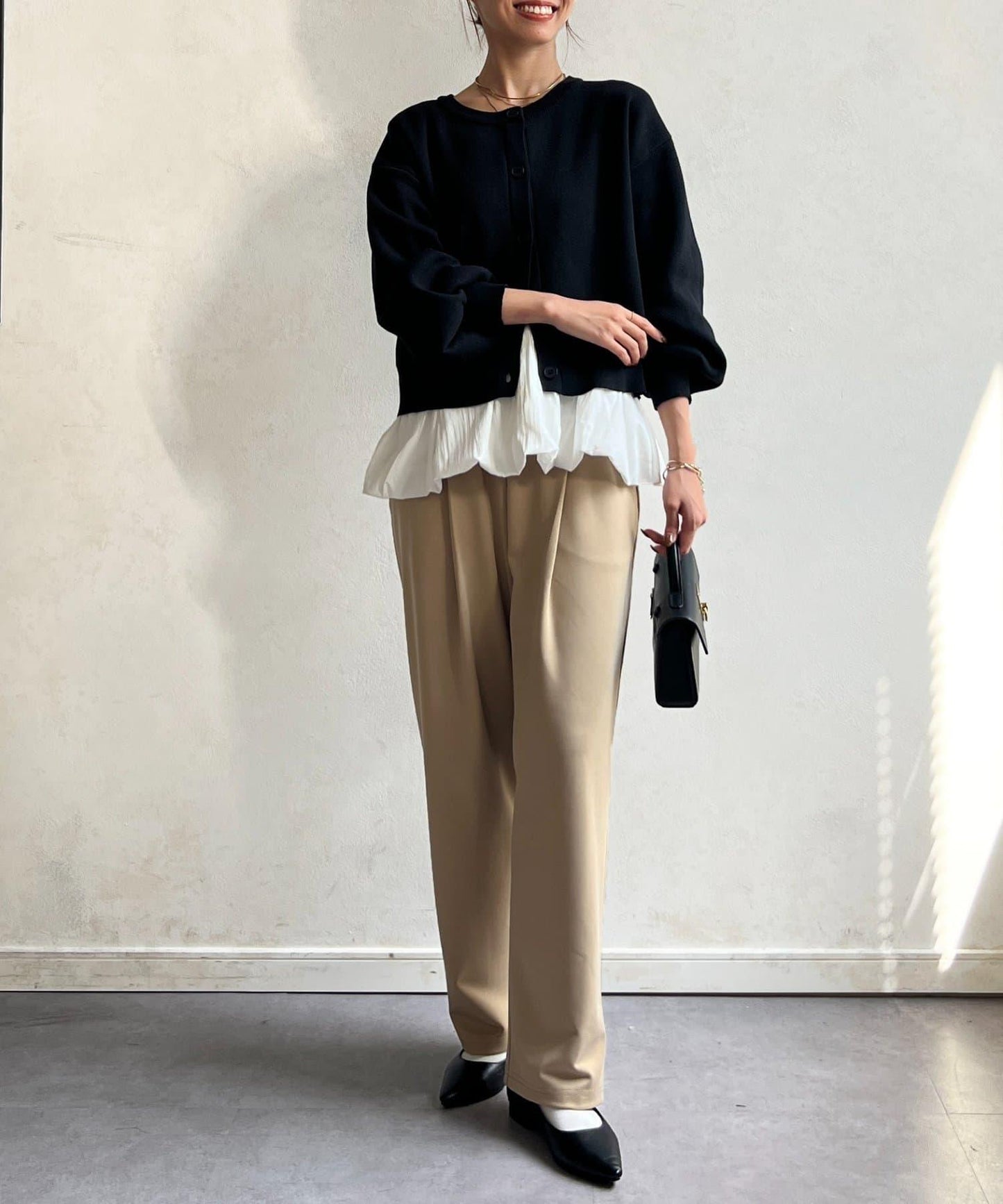 荷葉邊內搭套裝針織開衫