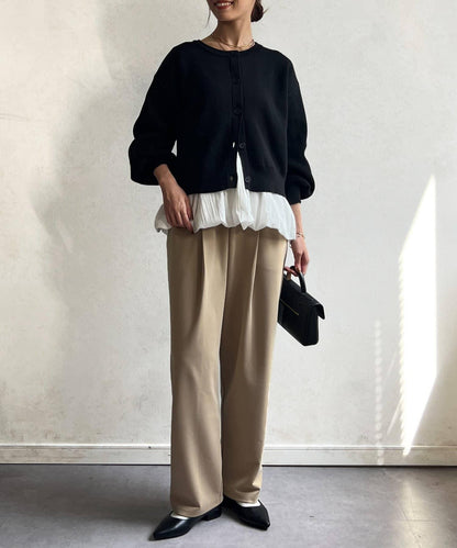 荷葉邊內搭套裝針織開衫