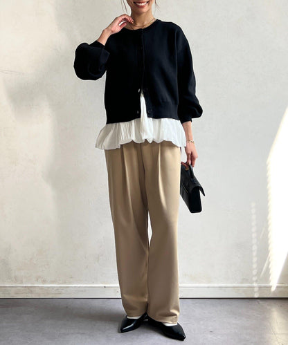 荷葉邊內搭套裝針織開衫