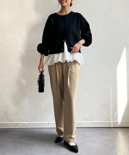 荷葉邊內搭套裝針織開衫