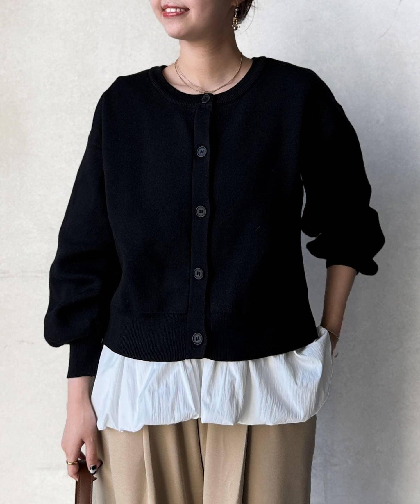 荷葉邊內搭套裝針織開衫