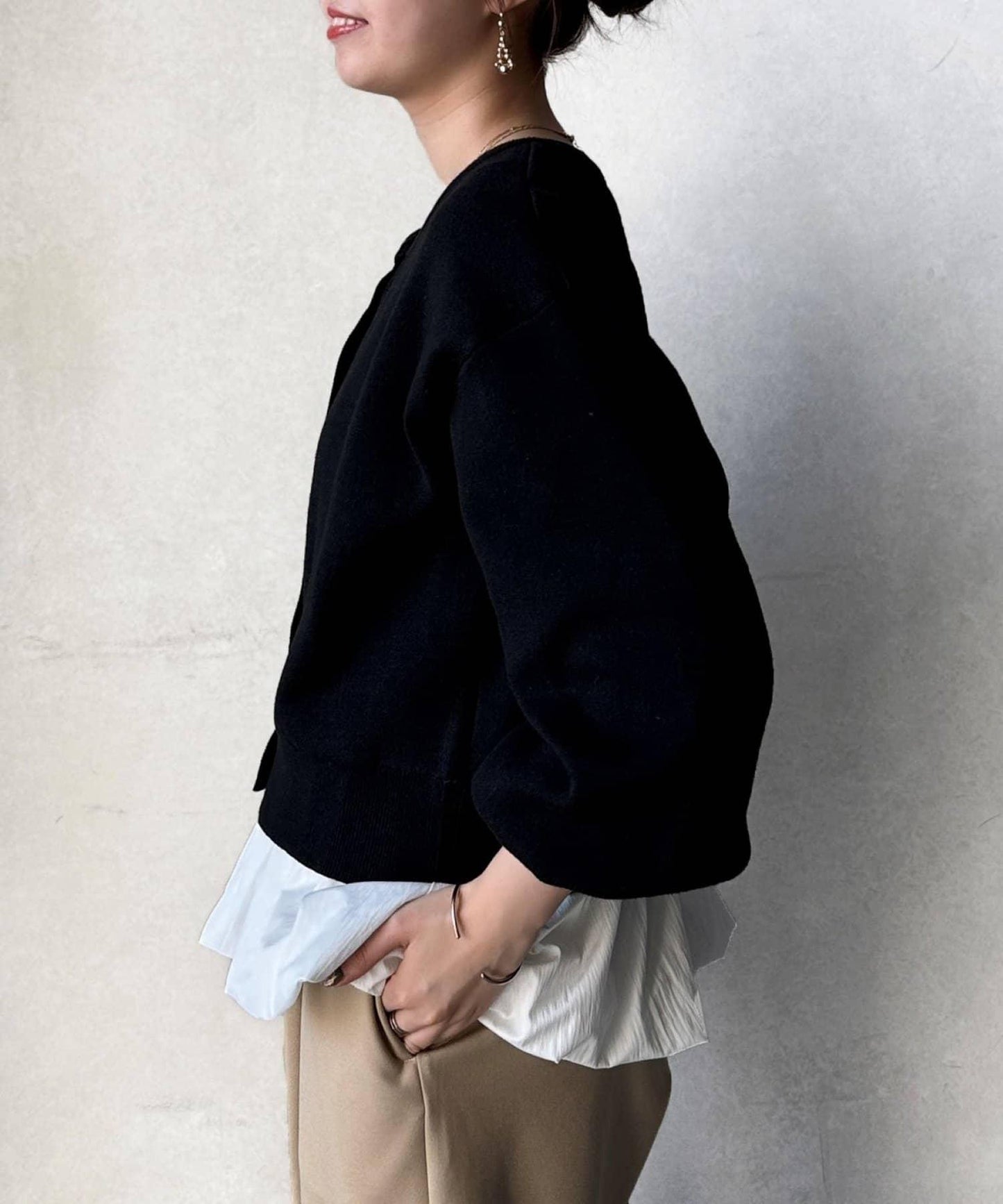 荷葉邊內搭套裝針織開衫