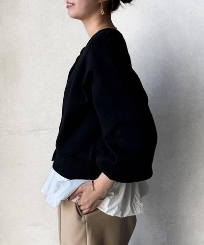 荷葉邊內搭套裝針織開衫