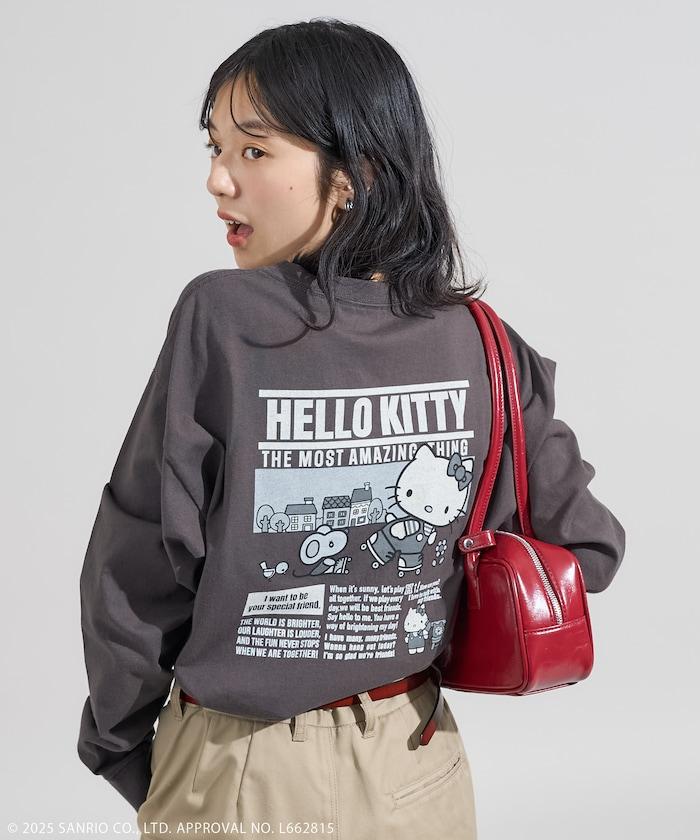 HELLO KITTY 報紙印花長袖T恤