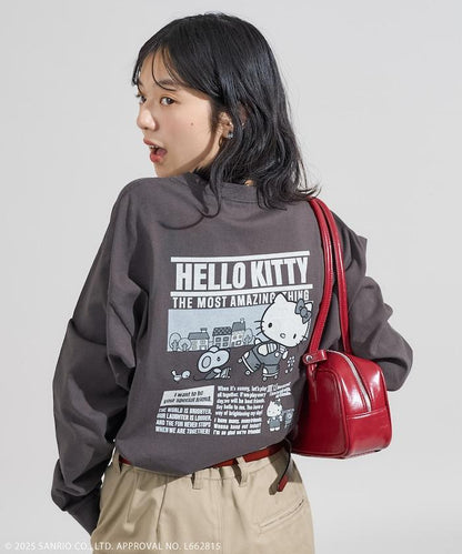 HELLO KITTY 報紙印花長袖T恤