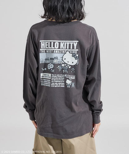 HELLO KITTY 報紙印花長袖T恤